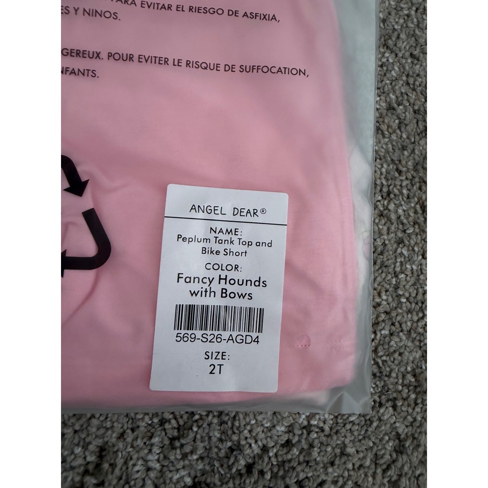 Angel Dear Fancy Hounds with Bows Peplum Tank & Bike Short Set – Girls 2T – NWT - Picture 2 of 2